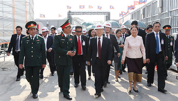  Tổng Bí thư, Chủ tịch nước Nguyễn Phú Trọng đến thăm dự án xây dựng Nhà Quốc hội Lào