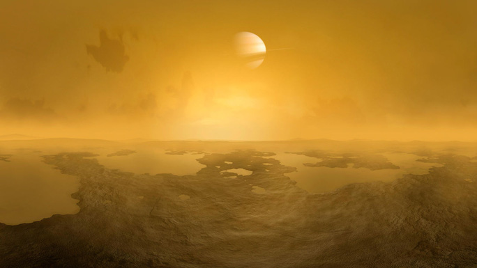 Quang cảnh trên mặt trăng Titan khá giống với Trái Đất - Ảnh: NASA