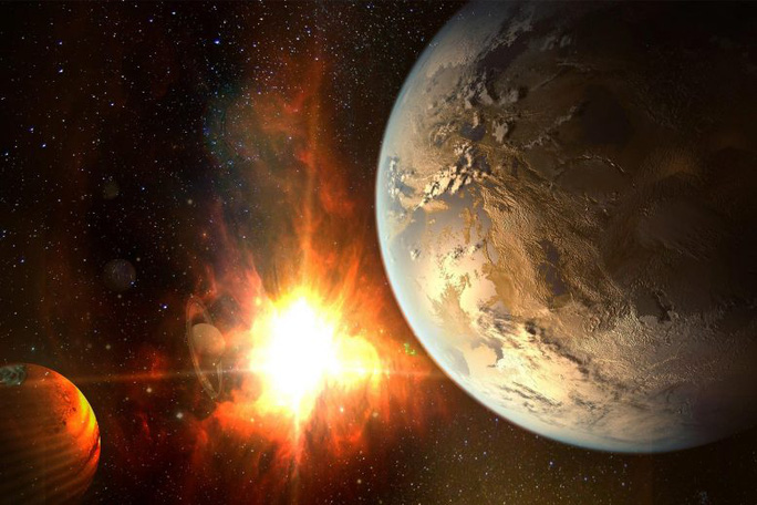 Ảnh đồ họa mô tả về một hành tinh bị mất đi khí quyển, "biến hình" thành hành tinh đá - Ảnh: NASA