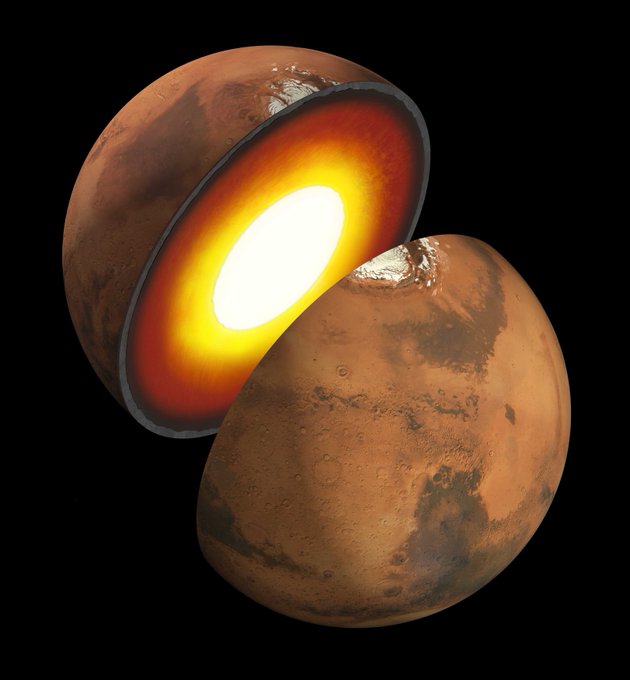 Hình chụp bên trong lõi sao Hỏa. Ảnh: NASA Insight