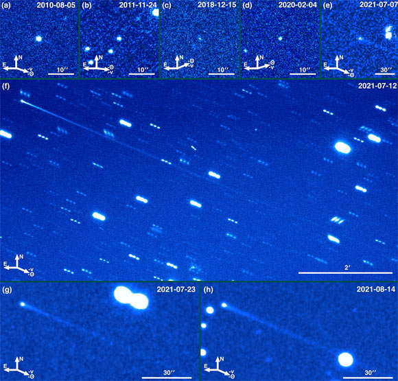 Các hình ảnh cho thấy ''tiểu hành tinh'' 2005 QN137 đang hoạt động như sao chổi - Ảnh: ATLAS