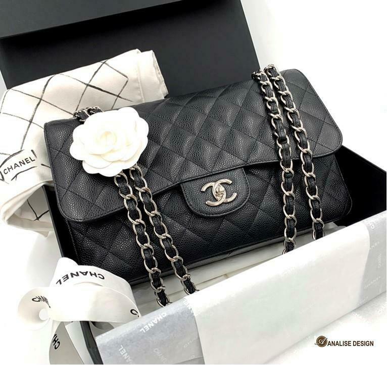 Chanel Classic Jumbo Black Caviar Double Flap SHW w/Authenticity Cert |  Gian hàng online
