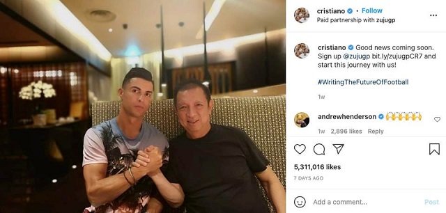 Cristiano Ronaldo và tỷ phú Peter Lim. Ảnh: Instagram
