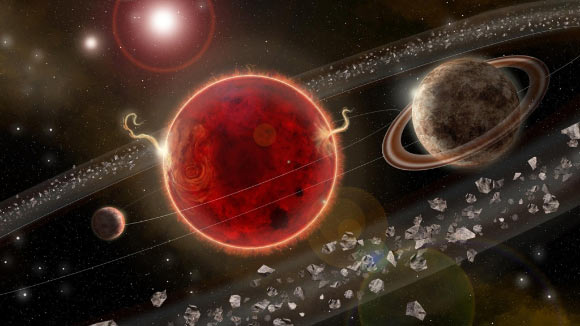 Ảnh đồ họa mô tả Proxima Centauri với một ngôi sao mẹ và một hành tinh có thể rất giống Trái Đất - Ảnh: Lorenzo Santinelli