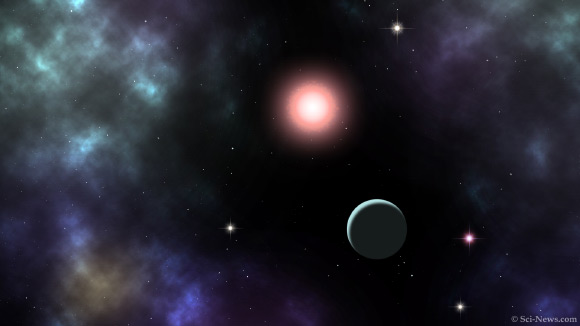 Ảnh đồ họa mô tả ngôi sao lùn đỏ và hành tinh ôn đới của nó - Ảnh: SCI-NEWS