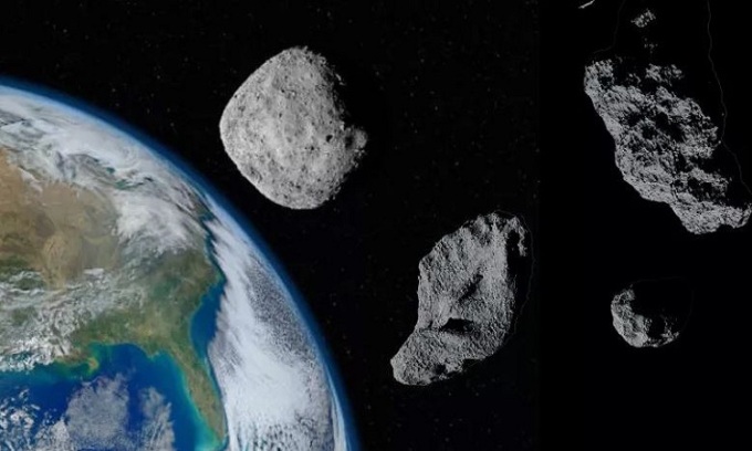 Mô phỏng 4 tiểu hành tinh bay sượt qua Trái Đất trong ngày 25/11. Ảnh: Dzika Mrowka