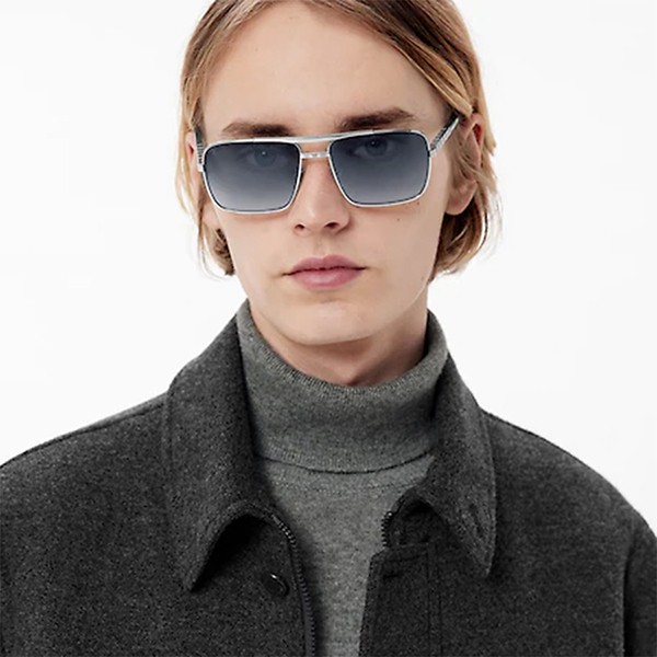 Kính mát Louis Vuitton Attitude Square-Shaped Glasses Màu Xanh Xám
