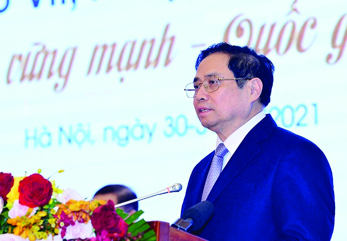  Thủ tướng Phạm Minh Chính phát biểu chỉ đạo tại Đại hội đại biểu toàn quốc Liên đoàn Thương mại và Công nghiệp Việt Nam lần thứ VII.