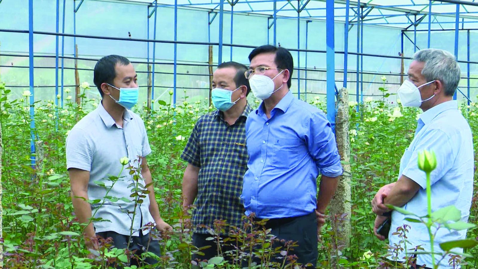  Chủ tịch UBND tỉnh Đắk Nông, Hồ Văn Mười (áo xanh đứng giữa) cùng lãnh đạo Sở NN&PTNT và Thành phố Gia Nghĩa tham quan doanh nghiệp trên địa bàn đầu tư nông nghiệp công nghệ cao. 