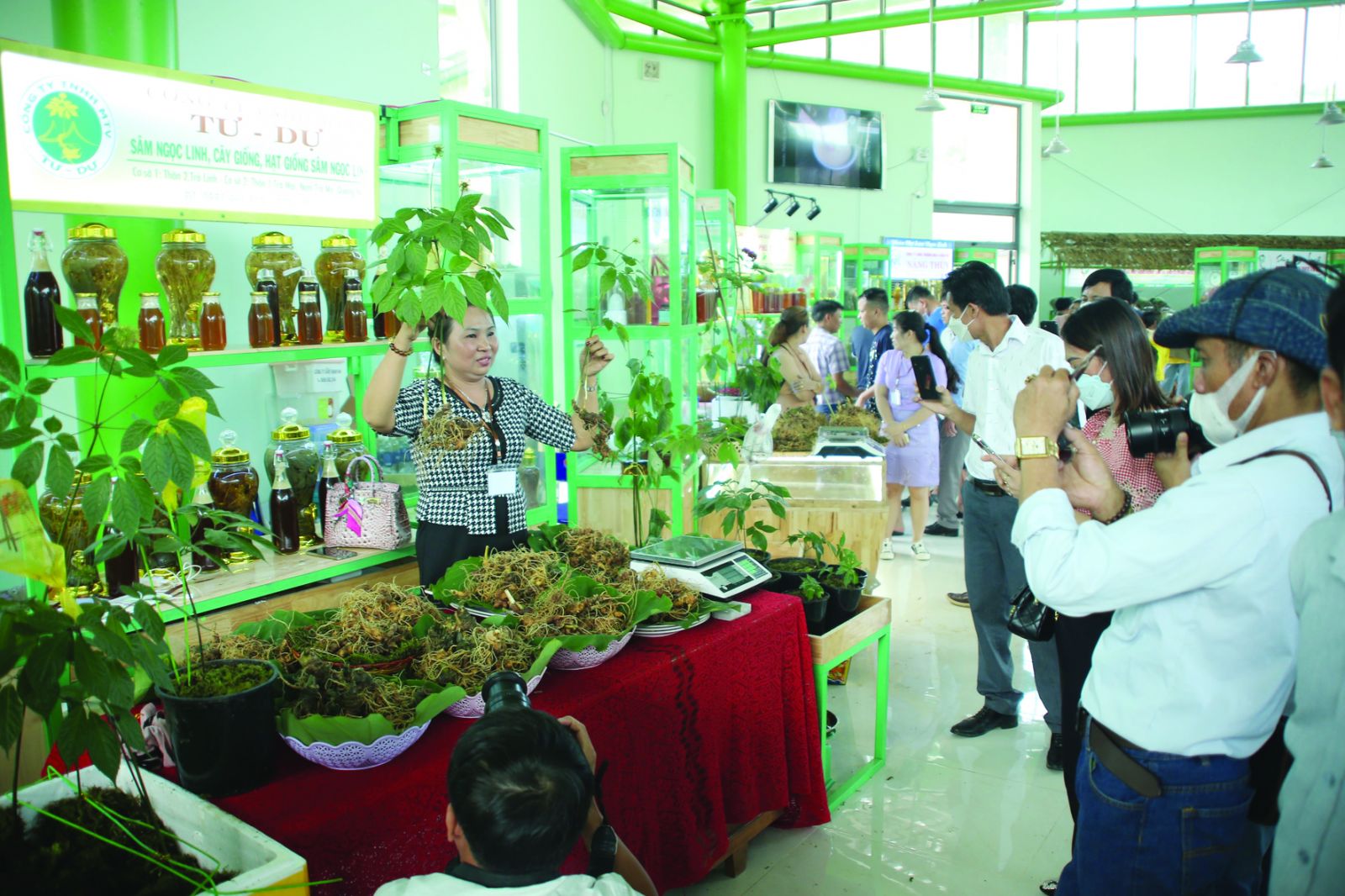  Phiên chợ sâm Ngọc Linh tại huyện Nam Trà My thu hút được sự quan tâm của khách hàng.