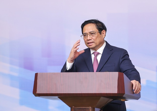 Thủ tướng khẳng định khu vực kinh tế có vốn đầu tư nước ngoài là bộ phận hợp thành quan trọng của nền kinh tế Việt Nam, được khuyến khích, tạo điều kiện phát triển lâu dài, hợp tác và cạnh tranh lành mạnh với các khu vực kinh tế khác - Ảnh: VGP/Nhật Bắc