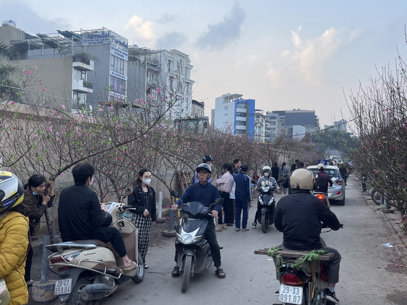 Tuy nhu cầu mua sắm có giảm so với mọi năm, nhưng vào những ngày gần Tết, khu vực chợ hoa Long Biên vẫn thu hút lượng khách hàng đông đúc.