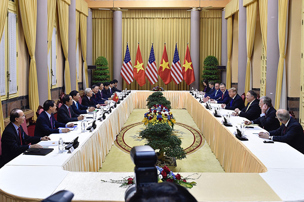 Tổng Bí thư, Chủ tịch nước Nguyễn Phú Trọng hội đàm với Tổng thống Donald Trump. Ảnh VGP