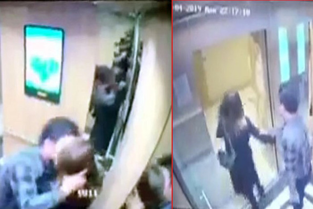 Nữ sinh bị quấy rối trong thang máy - Ảnh cắt từ clip