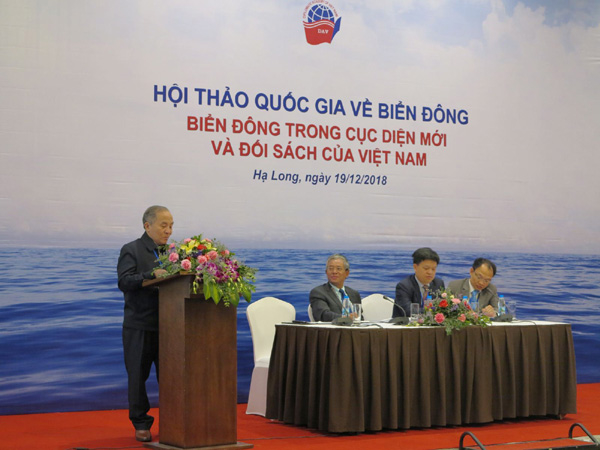 TS Nguyễn Ngọc Trường phát biểu tại một cuộc hội thảo về Biển Đông (Nguồn ảnh: CSSD)
