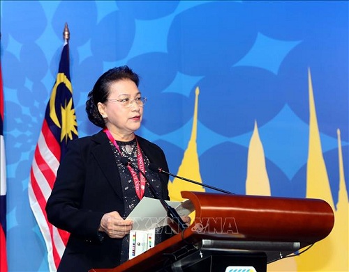 Chủ tịch Quốc hội Nguyễn Thị Kim Ngân phát biểu đảm nhận Chủ tịch AIPA 41 - Ảnh: TTXVN