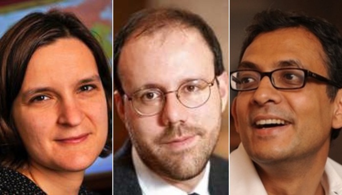 Esther Duflo, Michael Kremer và Abhijit Banerjee giành giải Nobel Kinh tế năm 2019 - Ảnh: CNN.