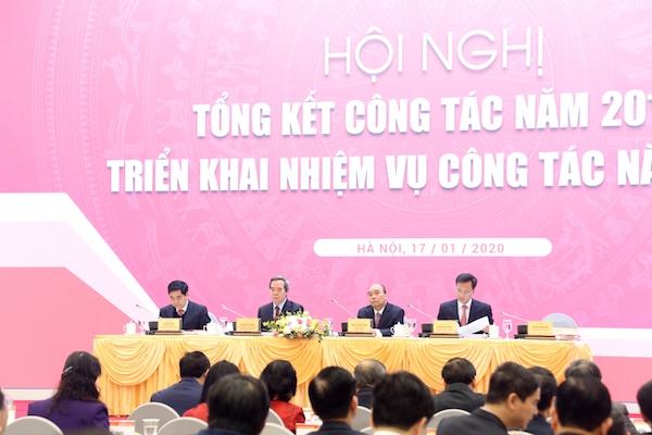 Thủ tướng Nguyễn Xuân Phúc tham dự Hội nghị Tổng kết công tác năm 2019, triển khai công tác năm 2020 của Ban Kinh tế Trung ương. Ảnh: Thy Hằng
