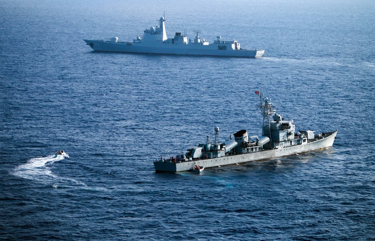 Tàu hải quân Trung Quốc trong một lần tập trận phi pháp ở vùng biển thuộc Hoàng Sa ẢNH: AFP