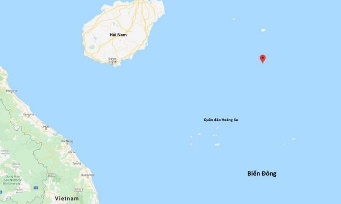 Khu vực Trung Quốc thông báo diễn tập trái phép (chấm đỏ) tại quần đảo Hoàng Sa của Việt Nam.