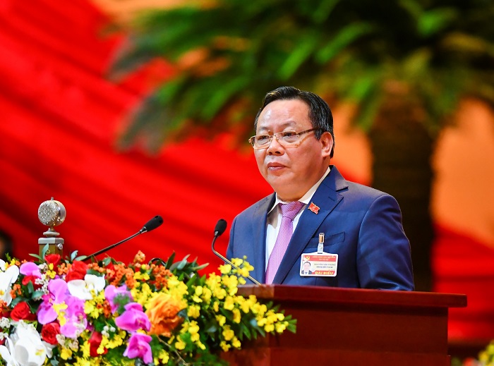  Phó Bí thư Thành ủy Hà Nội Nguyễn Văn Phong trình bày tham luận Đại hội XIII