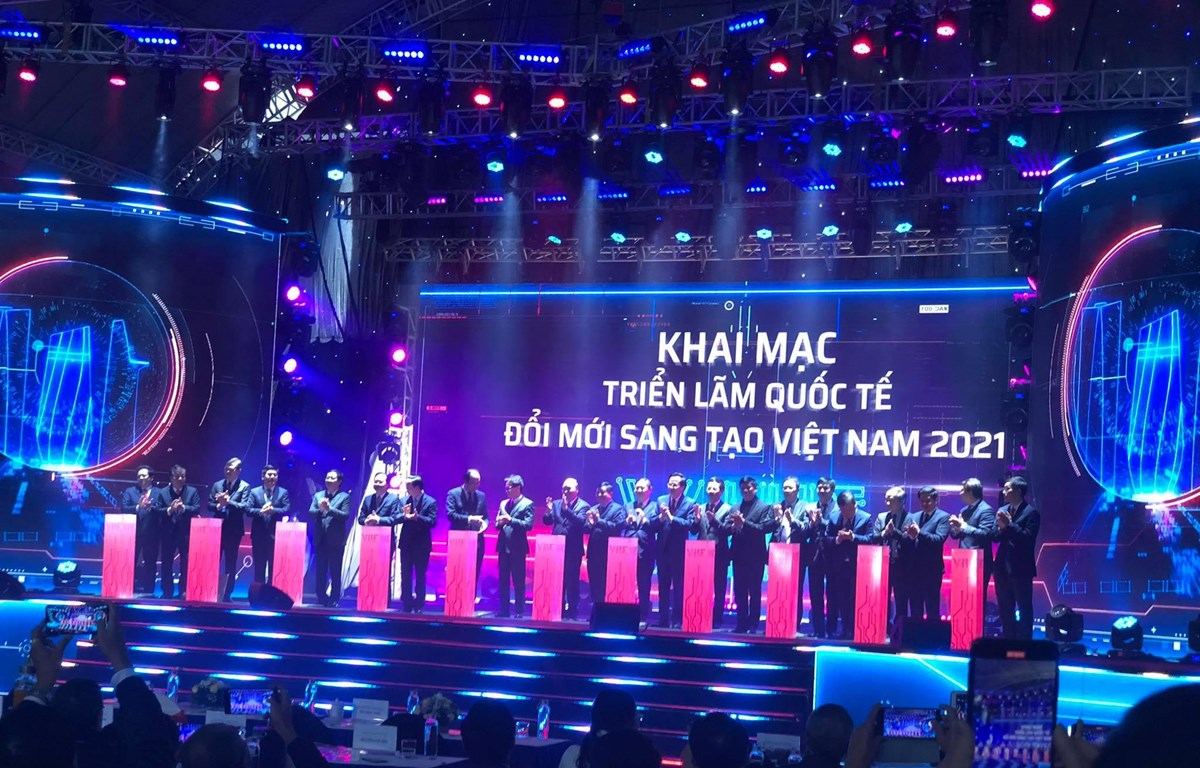 Khai mạc Triển lãm quốc tế Đổi mới sáng tạo Việt Nam 2021, ngày 9/1. (Ảnh: Vietnam+)