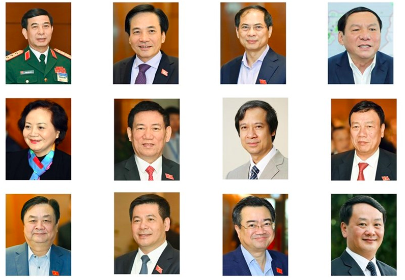 12 nhân sự được trình để Quốc hội phê chuẩn việc bổ nhiệm làm Bộ trưởng, thành viên Chính phủ.