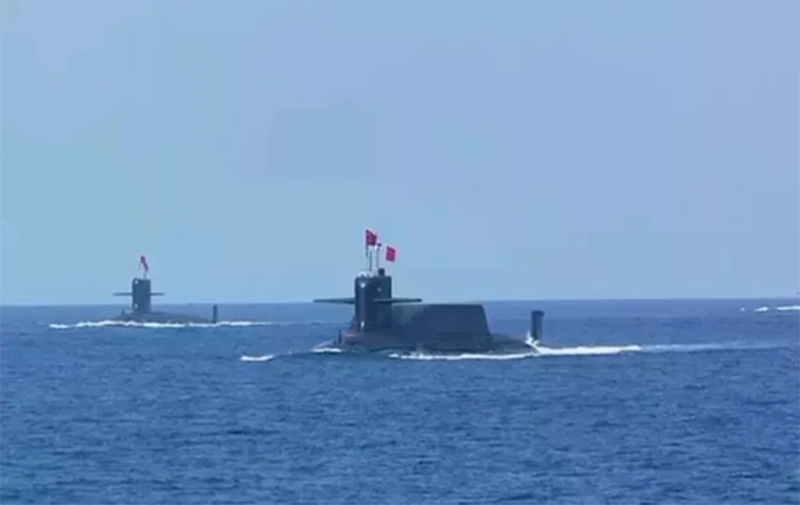 Các tàu ngầm hạt nhân chiến lược Type 094 của Hải quân Trung Quốc trên Biển Đông (Ảnh: cunman).