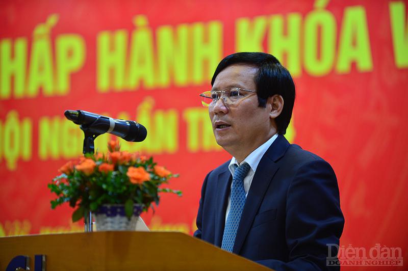 Tân Chủ tịch VCCI Phạm Tấn Công phát biểu.
