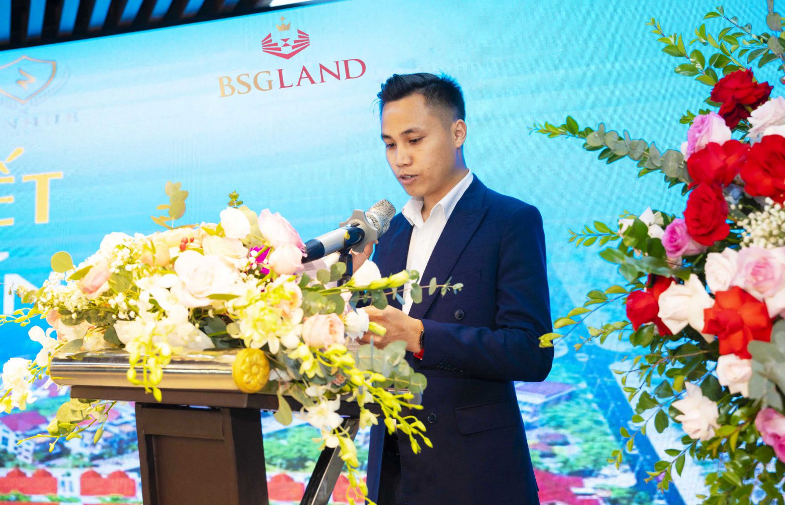 Ông Hồ Trọng Phòng - Chủ tịch BSG Land phát biểu tại buổi lễ