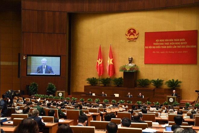 Gần 600 đại biểu dự Hội nghị Văn hóa toàn quốc tại tòa Nhà Quốc hội (Ảnh: Quốc Chính).