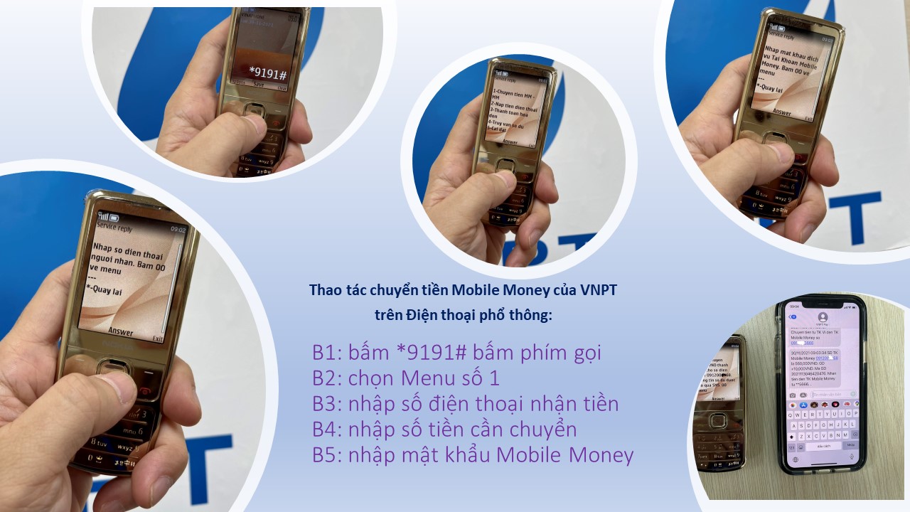 Hướng dẫn chuyển tiền VNPT Mobile Money trên điện thoại phổ thông