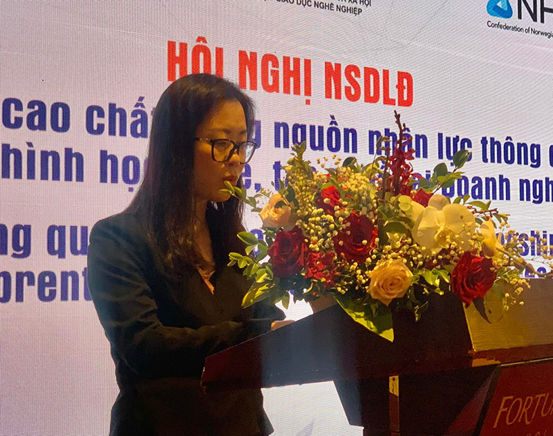 Bà Trần Thị Lan Anh, Phó Tổng thư ký Phòng Thương mại và Công nghiệp Việt Nam (VCCI), Giám đốc Văn phòng Giới sử dụng lao động (ảnh: Diễm Ngọc)