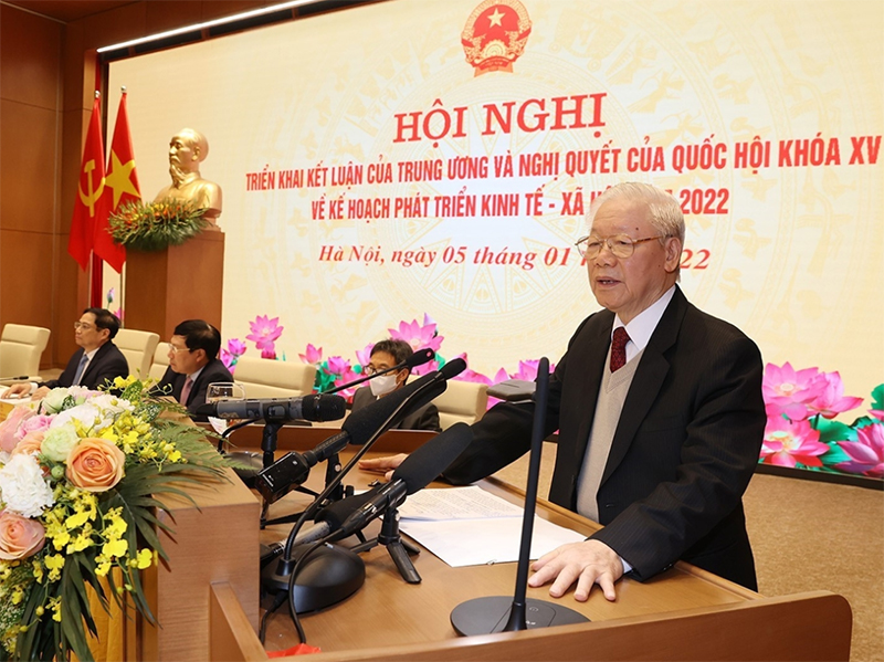 Tổng Bí thư Nguyễn Phú Trọng phát biểu chỉ đạo hội nghị. Ảnh: Trí Dũng/TTXVN