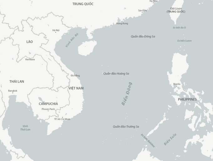 Khu vực Biển Đông cùng hai quần đảo Hoàng Sa và Trường Sa. Đồ họa: CSIS.
