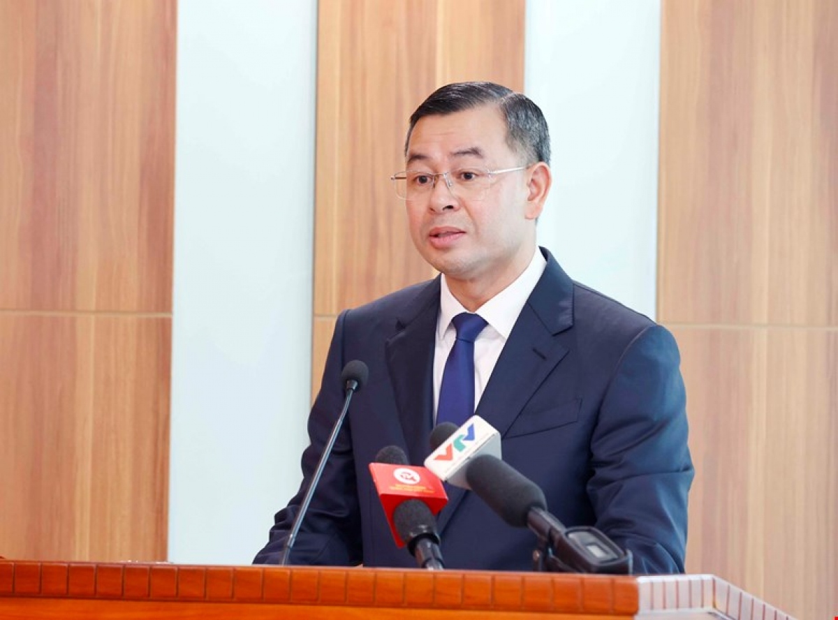 Ông Ngô Văn Tuấn phát biểu nhận nhiệm vụ Phó Tổng Kiểm toán Nhà nước phụ trách Kiểm toán Nhà nước. Ảnh: TTXVN