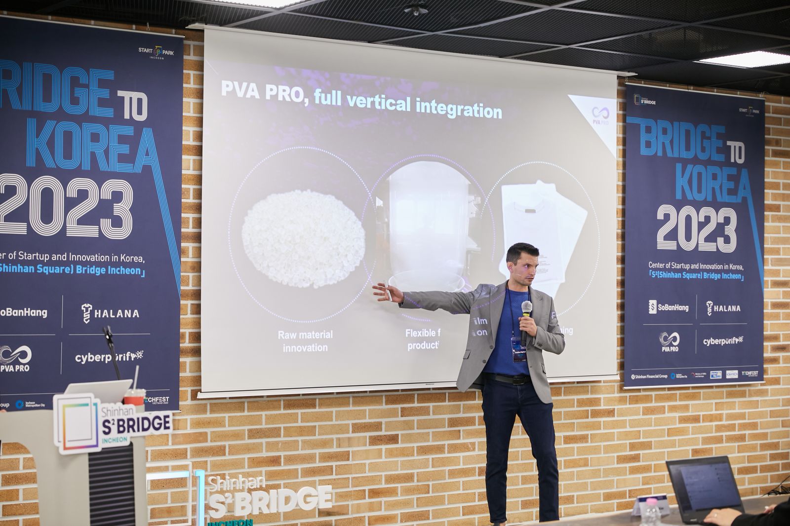 Raphael Cazalbou – CEO và đồng sáng lập của PVA PRO giới thiệu về giải pháp/ công nghệ của công ty tại chương trình tăng tốc – giao lưu và kết nối đầu tư tại Hàn Quốc (Shinhan S2 Bridge tháng 4.2023)