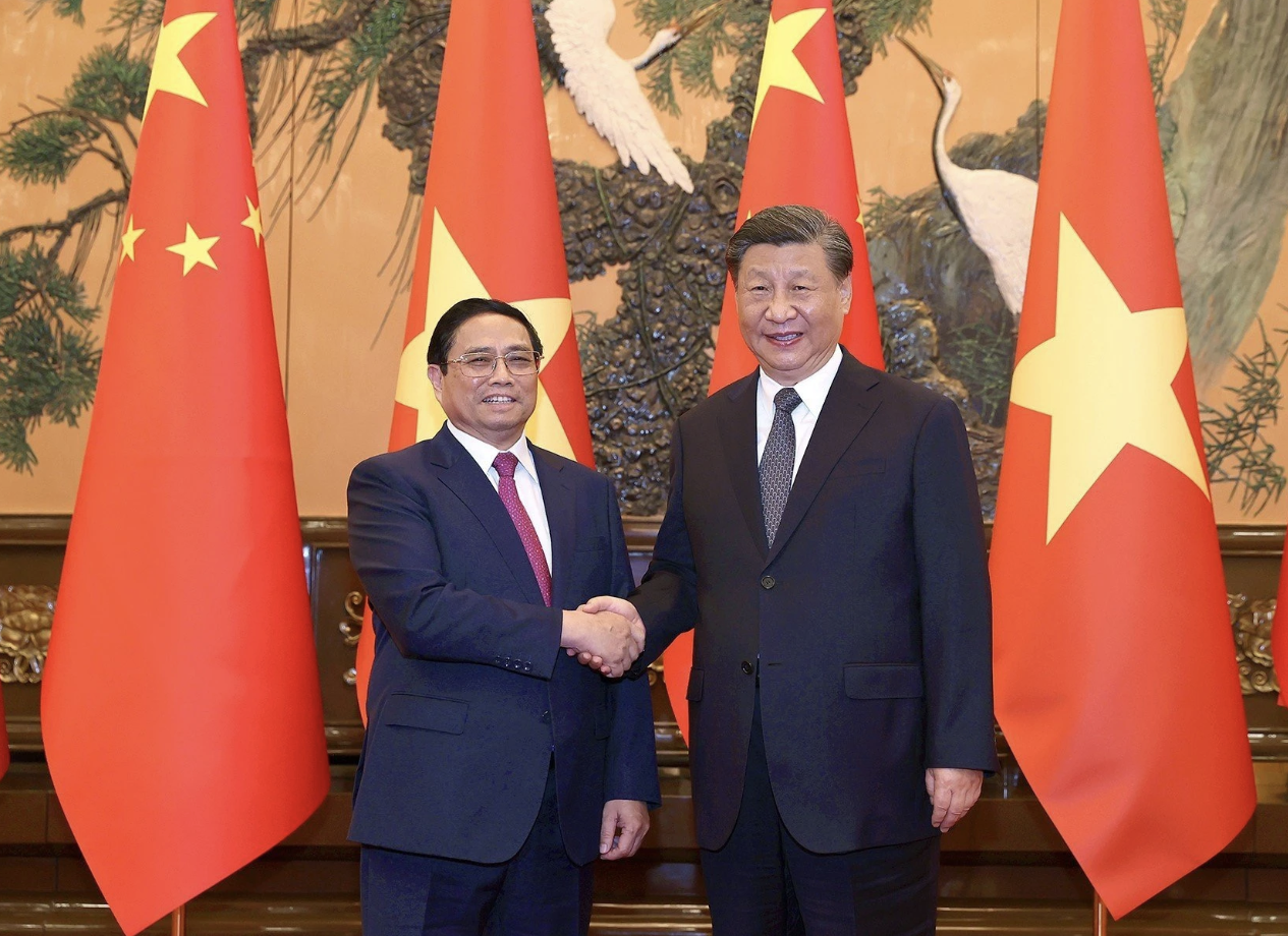 Thủ tướng Phạm Minh Chính và Tổng Bí thư, Chủ tịch nước Trung Quốc Tập Cận Bình<p/>NHẬT BẮC