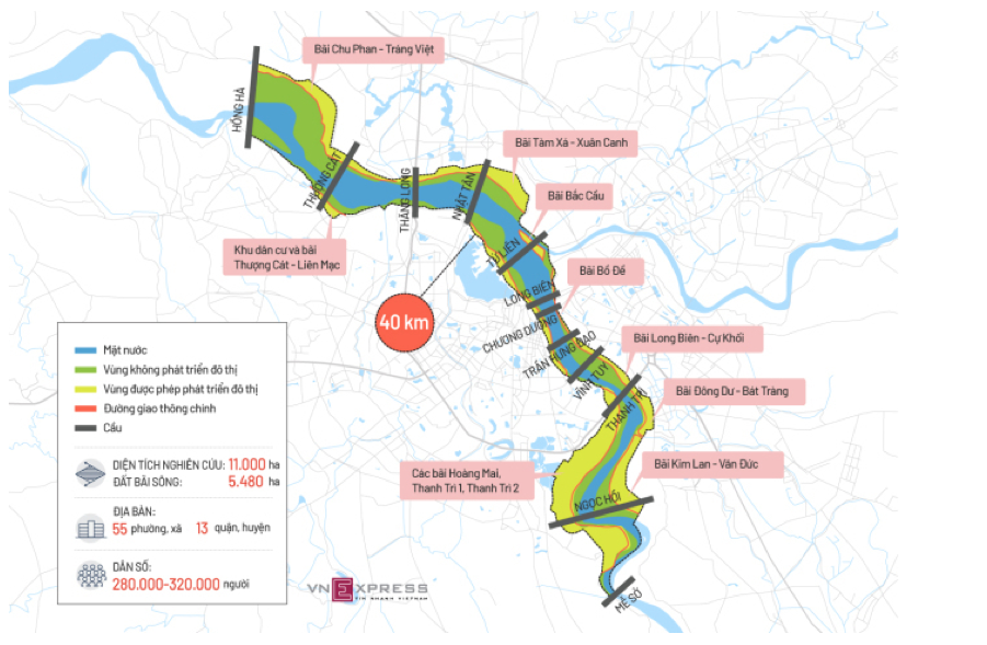 Quy hoạch phân khu đô thị sông Hồng với diện tích khoảng 11.000ha (Ảnh: Tạ Lư)