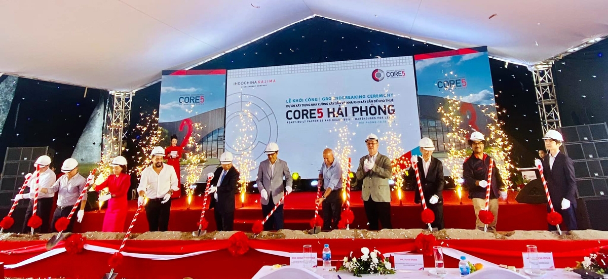 Indochina Kajima dự kiến đầu tư 1 tỷ USD vào bất động sản công nghiệp Việt Nam. Lễ khởi công Dự án bất động sản công nghiệp Core5 Hải Phòng