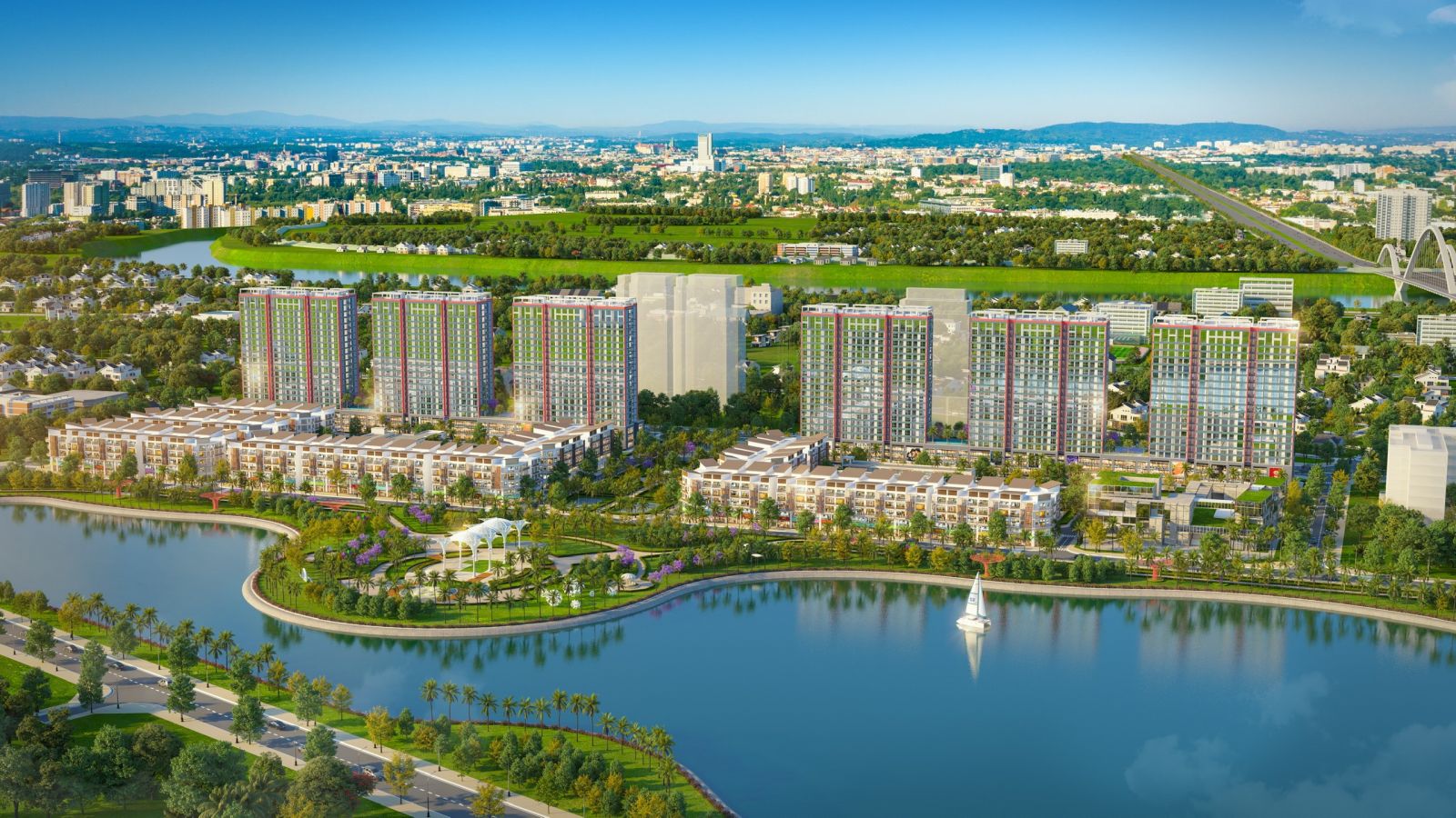 Không gian sống lý tưởng, view sông Hồng, sông Đuống và hồ điều hòa 22ha tại Khai Sơn City