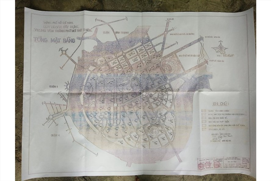 Tấm bản đồ sao y quy hoạch Thủ Thiêm do người dân cung cấp.