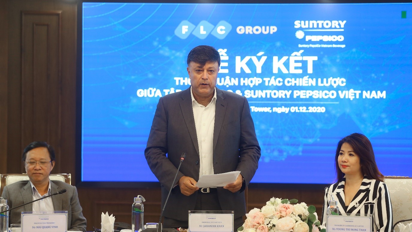 Ông Jahanzeb Khan, Tổng giám đốc Suntory PepsiCo Vietnam phát biểu tại sự kiện