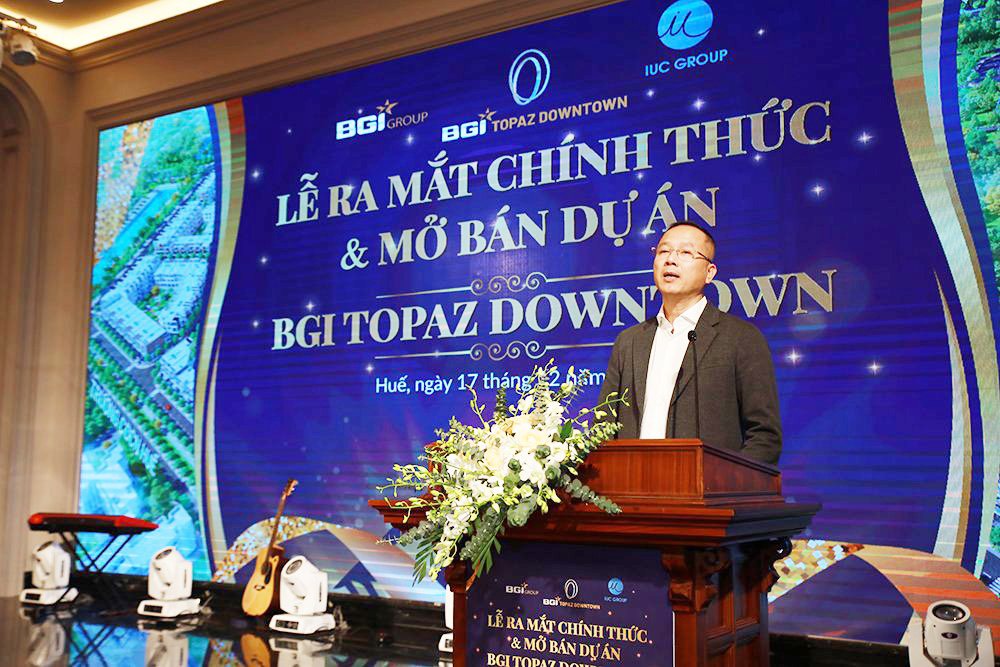 Ông Hoàng Trọng Đức – Chủ tịch HĐQT BGI Group phát biểu tại buổi lễ ra mắt chính thức dự án BGI Topaz Downtown ngày 17/12/2022. 