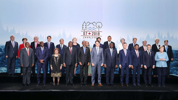 Thủ tướng Nguyễn Xuân Phúc và các trưởng đoàn G7 và G7 mở rộng.
