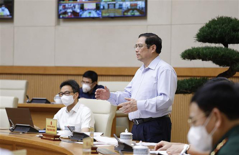 Thủ tướng Phạm Minh Chínhp/chủ trì hội nghị trực tuyến sơ kết về công tác phòng, chống dịch COVID-19 với các tỉnh, thành phố đang thực hiện giãn cách xã hội theo Chỉ thị số 16/CT-TTg 