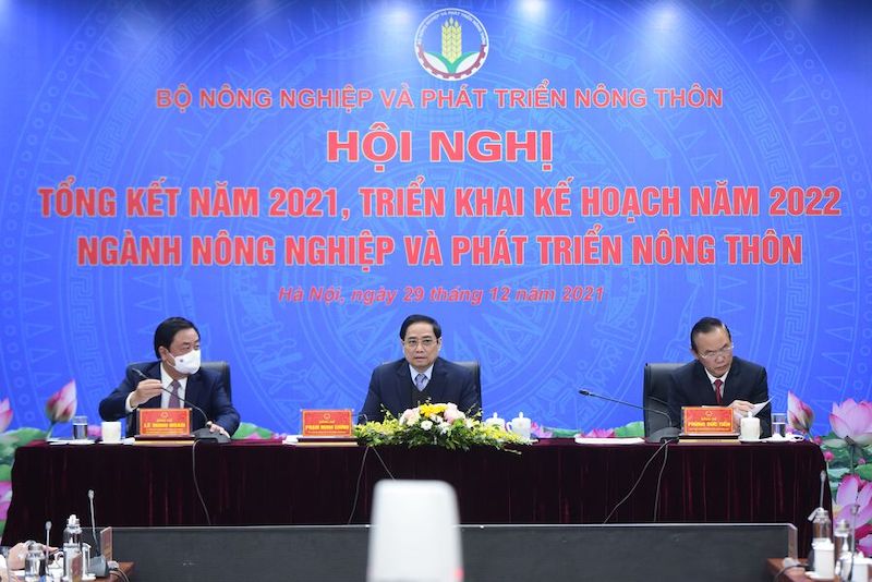 Hội nghị tổng kết ngành Nông nghiệp và Phát triển nông thôn năm 2021, triển khai kế hoạch năm 2022 có sự tham dự và chỉ đạo của Thủ tướng Chính phủ Phạm Minh Chính.