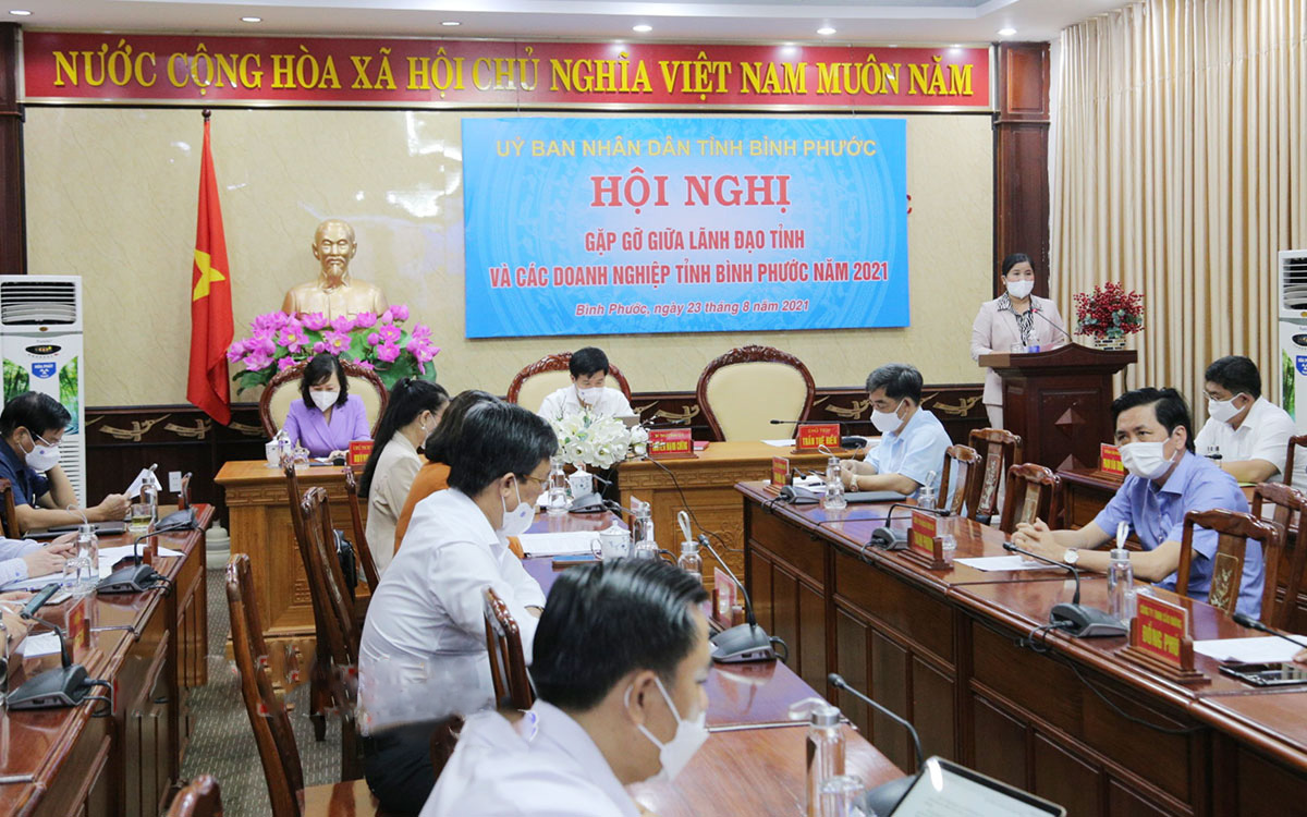 Phó bí thư Tỉnh ủy, Chủ tịch UBND tỉnh Bình Phước Trần Tuệ Hiền chia sẻ những khó khăn mà các doanh nghiệp đang phải đối diện