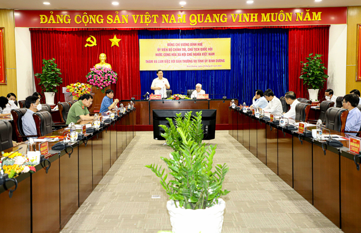 Đoàn công tác của Quốc hội do Chủ tịch Quốc hội Vương Đình Huệ dẫn đầu, đã có buổi làm việc với Ban Thường vụ Tỉnh ủy Bình Dương.