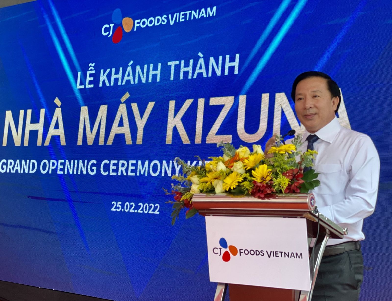 Ông Nguyễn Văn Út - Phó Bí thư Tỉnh ủy, Chủ tịch UBND tỉnh Long An phát biểu tại lễ khánh thành Nhà máy CJ Foods Việt Nam - Kizuna 3